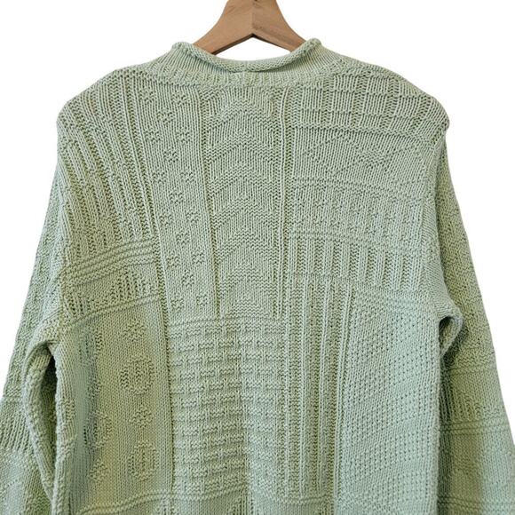 Vintage Cabin Creek Green Square Patterned 80's/90s Pullover Knit Sweater Size S - Picture 3 of 7